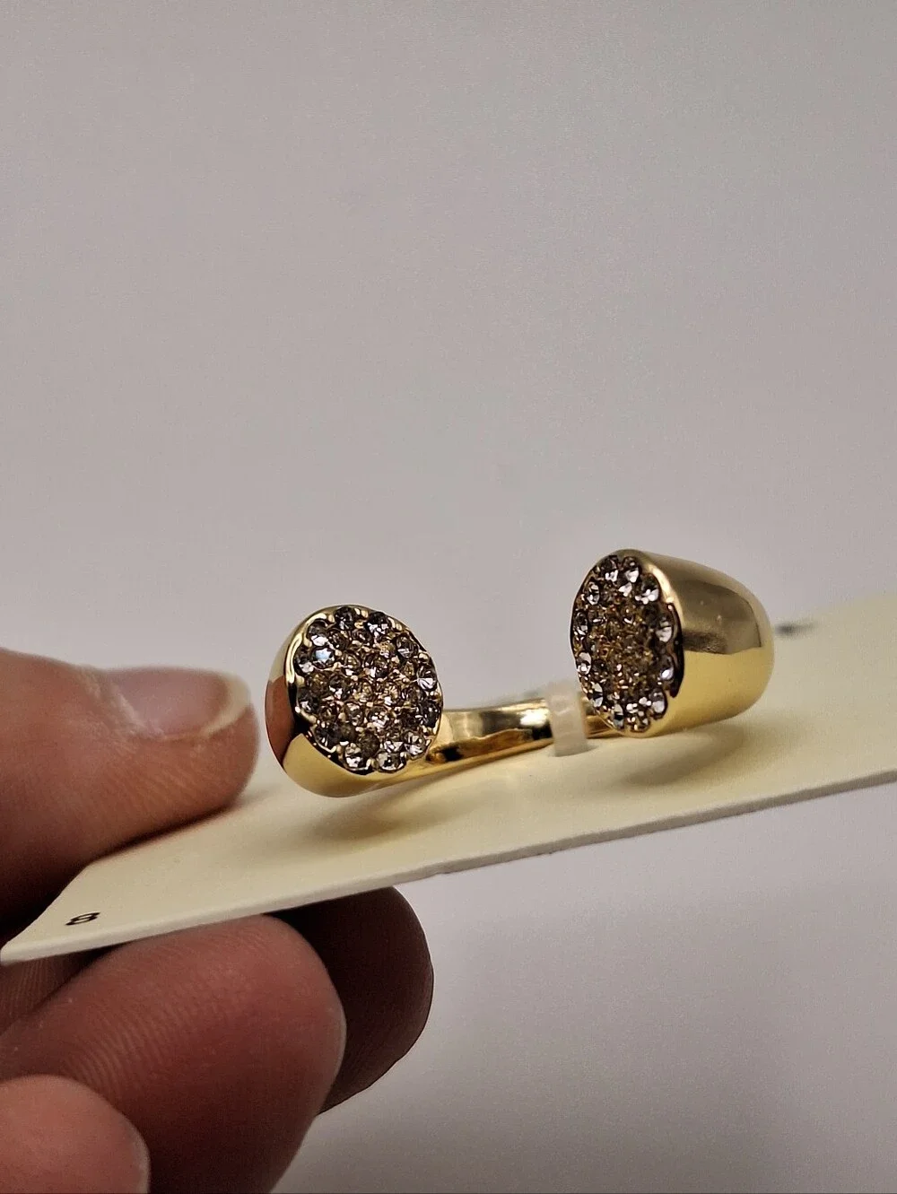 NWT Open Edit Pave Edge Open Ring Gold Clear Crystal Size 8